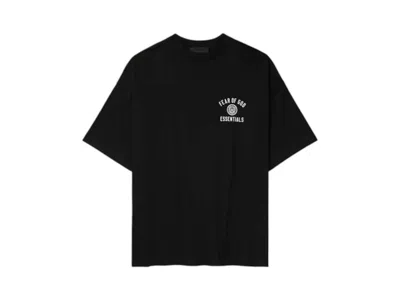 Pre-owned Fear Of God Men's  Essentials Jersey Crewneck Sweat-shirt T-shirt (fw24) In Black