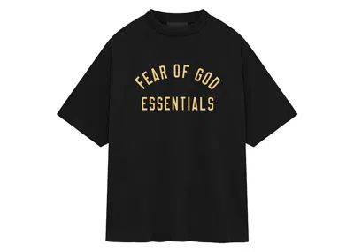 Pre-owned Fear Of God Men's  Essentials Jersey Crewneck Sweatshirt Tee Shirt In Black
