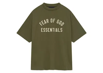 Pre-owned Fear Of God Men's  Essentials Jersey Crewneck Sweatshirt Tee Shirt In Military