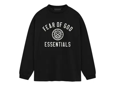 Pre-owned Fear Of God Men's  Essentials Jersey Long Sleeve Tee Shirt (fw24) In Black