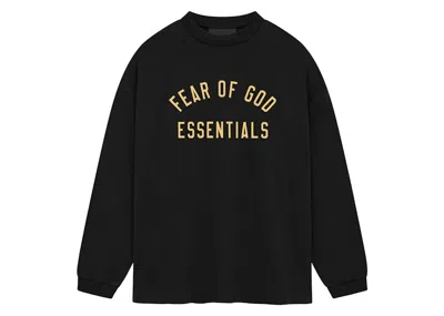Pre-owned Fear Of God Men's  Essentials Jersey Long Sleeve Tee Shirt In Black