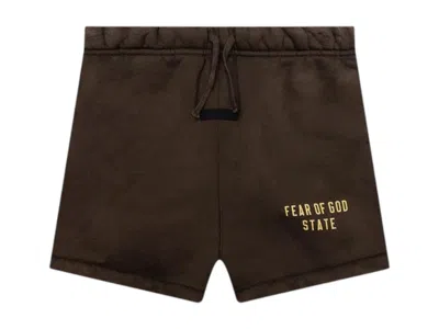 Pre-owned Fear Of God Men's  Essentials Kids Heavy Fleece Soccer Short In Brown