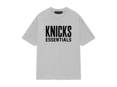 Pre-owned Fear Of God Men's  Essentials Knicks Tee Shirt In Light Heather