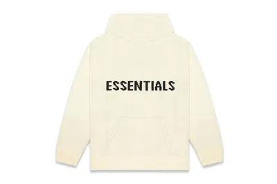Pre-owned Fear Of God Men's  Essentials Knit Hoodie (fw20) In Cream In White