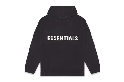 Pre-owned Fear Of God Men's  Essentials Knit Hoodie (fw20) In Dark Slate/stretch Limo/black