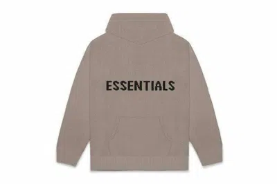 Pre-owned Fear Of God Men's  Essentials Knit Hoodie (fw20) In Taupe