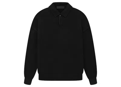 Pre-owned Fear Of God Men's  Essentials Knit Polo Shirt In Black