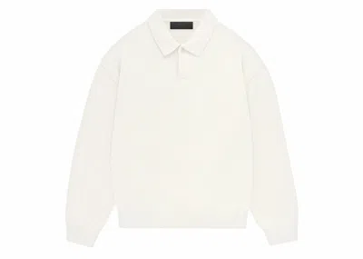 Pre-owned Fear Of God Men's  Essentials Knit Polo Shirt In Cloud Dancer