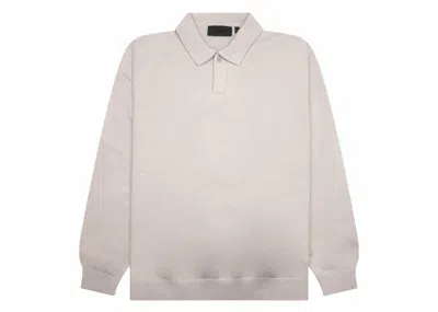 Pre-owned Fear Of God Men's  Essentials Knit Polo Shirt In Silver Cloud