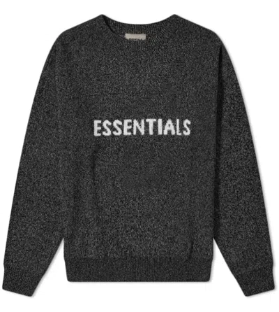Pre-owned Fear Of God Men's  Essentials Knit Sweater In Dark Black Melange