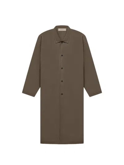 Pre-owned Fear Of God Men's  Essentials Long Coat In Wood