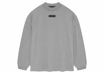 Pre-owned Fear Of God Men's  Essentials Long Sleeve Tee Shirt In Dark Heather Oatmeal In Brown