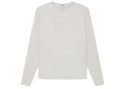 Pre-owned Fear Of God Men's  Essentials Long Sleeve Thermal Henley In Light Heather Oatmeal