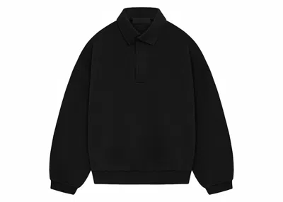 Pre-owned Fear Of God Men's  Essentials Longsleeve Polo Shirt In Jet Black