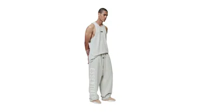 Pre-owned Fear Of God Men's  Essentials Lounge Fleece Sweatpant In Heather Stone In Gray