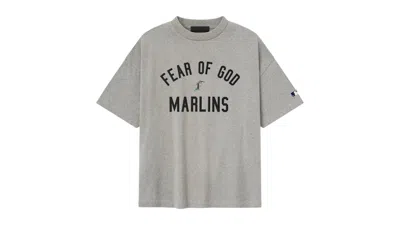 Pre-owned Fear Of God Men's  Essentials Marlins 90's Tee Shirt In Concrete Heather