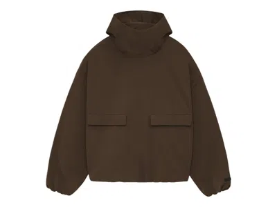 Pre-owned Fear Of God Men's  Essentials Military Nylon Hooded Anorak In Jacket Brown