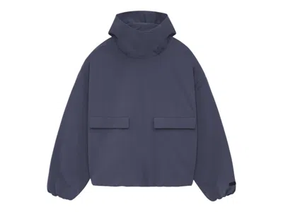 Pre-owned Fear Of God Men's  Essentials Military Nylon Hooded Anorak In Jacket Marine In Blue