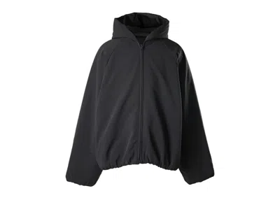 Pre-owned Fear Of God Men's  Essentials Military Nylon Hooded Jacket In Black