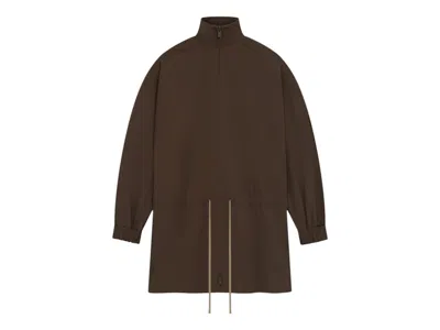 Pre-owned Fear Of God Men's  Essentials Military Nylon Mockneck Anorak In Jacket Brown