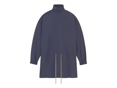 Pre-owned Fear Of God Men's  Essentials Military Nylon Mockneck Anorak In Jacket Marine In Blue