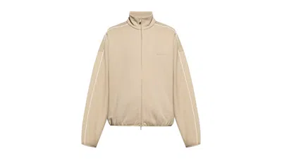 Pre-owned Fear Of God Men's  Essentials Modern Fleece Piping Track Jacket In Timber Cloud White