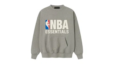 Pre-owned Fear Of God Men's  Essentials Nba Sport Crewneck Sweatshirt In Concrete Heather