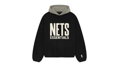 Pre-owned Fear Of God Men's  Essentials Nets Hoodie In Black/warm Heather