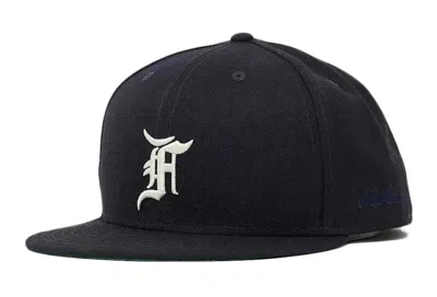 Pre-owned Fear Of God Men's  Essentials New Era Fitted Cap (fw20) In Navy Blue/white