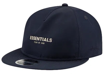 Pre-owned Fear Of God Men's  Essentials New Era Retro Crown 9fifty Aframe Hat In Navy Blue