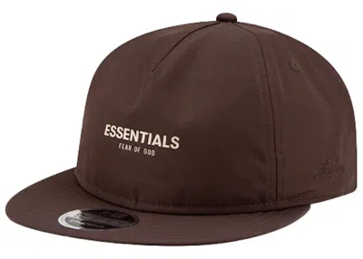 Pre-owned Fear Of God Men's  Essentials New Era Retro Crown 9fifty Aframe Hat In Walnut