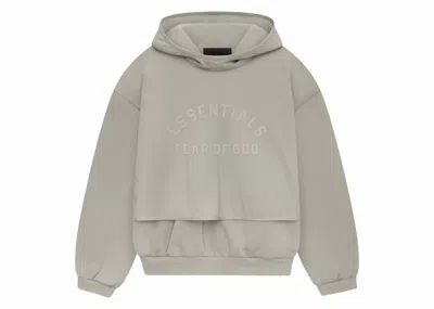Pre-owned Fear Of God Men's  Essentials Nylon Fleece Hooded Sweater In Seal In Gray