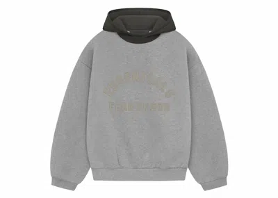 Pre-owned Fear Of God Men's  Essentials Nylon Fleece Hoodie In Dark Heather Oatmeal/ink In Multi