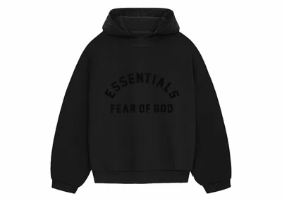 Pre-owned Fear Of God Men's  Essentials Nylon Fleece Hoodie In Jet Black