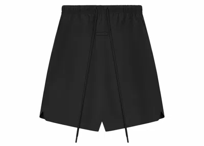 Pre-owned Fear Of God Men's  Essentials Nylon Relaxed Short In Jet Black