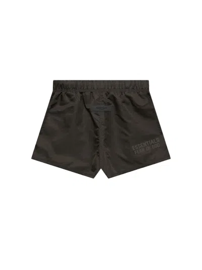 Pre-owned Fear Of God Men's  Essentials Nylon Running Shorts In Off Black