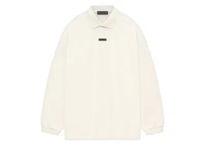 Pre-owned Fear Of God Men's  Essentials Pique Long Sleeve Polo Shirt In Shell In Sand