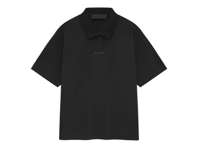 Pre-owned Fear Of God Men's  Essentials Pique Polo Shirt (fw24) In Black