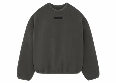 Pre-owned Fear Of God Men's  Essentials Polar Fleece Crewneck Sweatshirt In Ink In Black