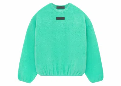 Pre-owned Fear Of God Men's  Essentials Polar Fleece Crewneck Sweatshirt In Mint Leaf