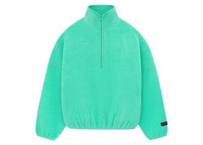 Pre-owned Fear Of God Men's  Essentials Polar Fleece Half Zip Mockneck In Mint Leaf