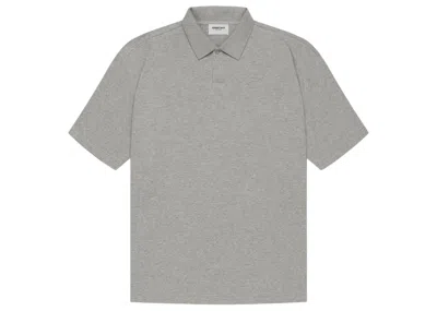Pre-owned Fear Of God Men's  Essentials Polo Shirt In Dark Heather Oatmeal In Brown