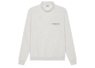 Pre-owned Fear Of God Men's  Essentials Pullover Mockneck In Light Heather Oatmeal In Brown