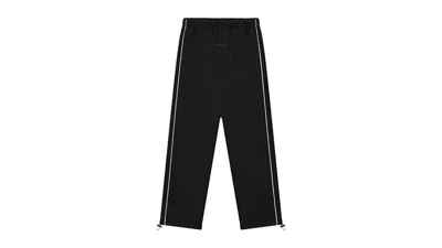 Pre-owned Fear Of God Men's  Essentials Relaxed Fleece Piping Sweatpant In Jet Black/cloud White