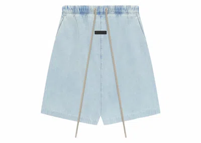 Pre-owned Fear Of God Men's  Essentials Relaxed Short In Light Wash Denim In Blue
