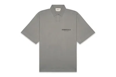 Pre-owned Fear Of God Men's  Essentials Short Sleeve Boxy Polo Shirt In Cement