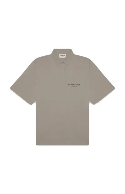 Pre-owned Fear Of God Men's  Essentials Short Sleeve Boxy Polo Shirt In Taupe In Brown