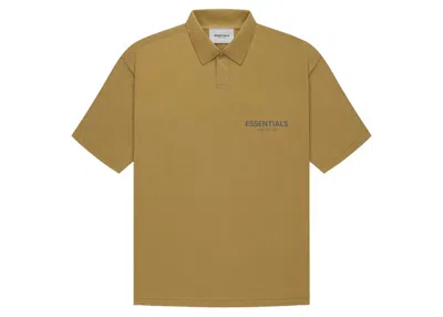 Pre-owned Fear Of God Men's  Essentials Short Sleeve Polo Shirt In Amber In Orange
