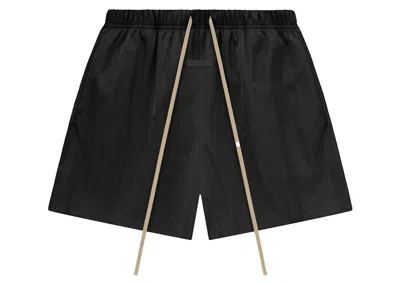 Pre-owned Fear Of God Men's  Essentials Textured Nylon Soccer Short In Black