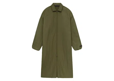 Pre-owned Fear Of God Men's  Essentials Textured Nylon Trench In Military